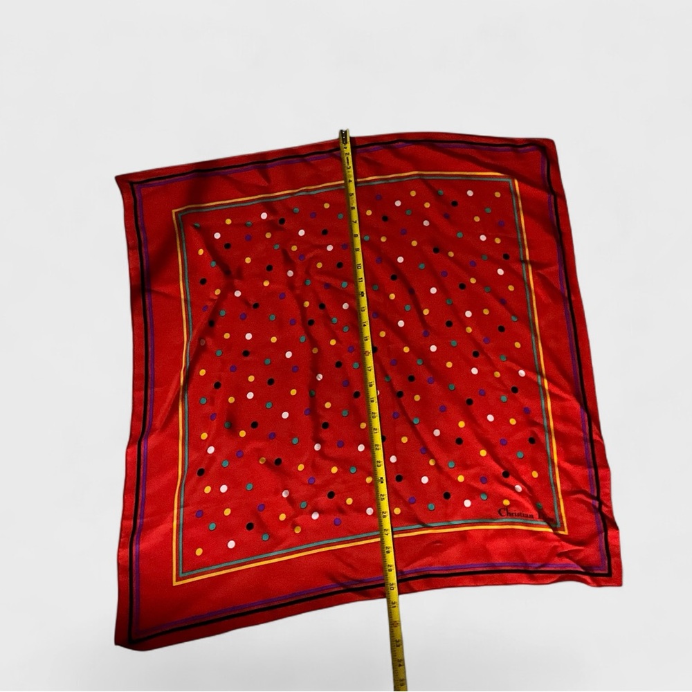Christian Dior Authenticated 100% Silk Polka Dot Scarf Made in Japan 1980s - Picture 12 of 12